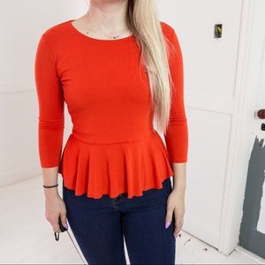 Orange red peplum top